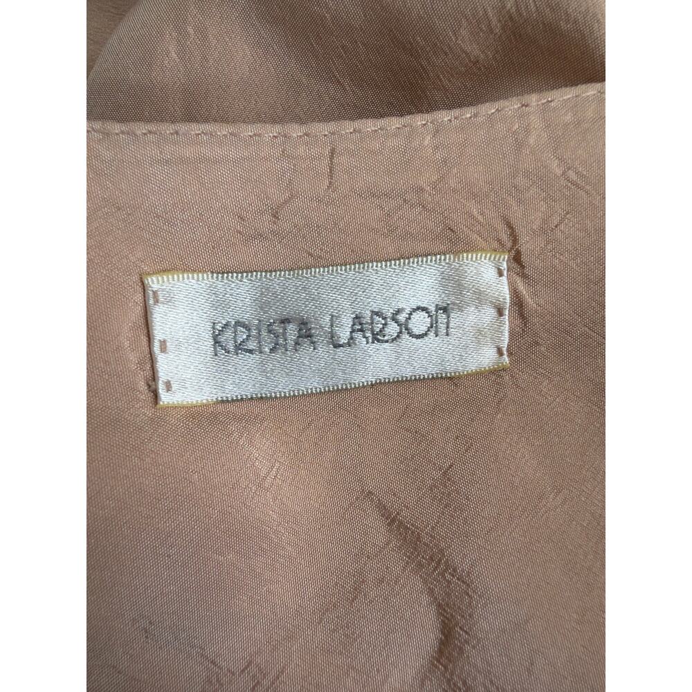 Krista Larson Light Peach One Button Interior Drawstring Rounded Neck Jacket OS - Picture 6 of 6